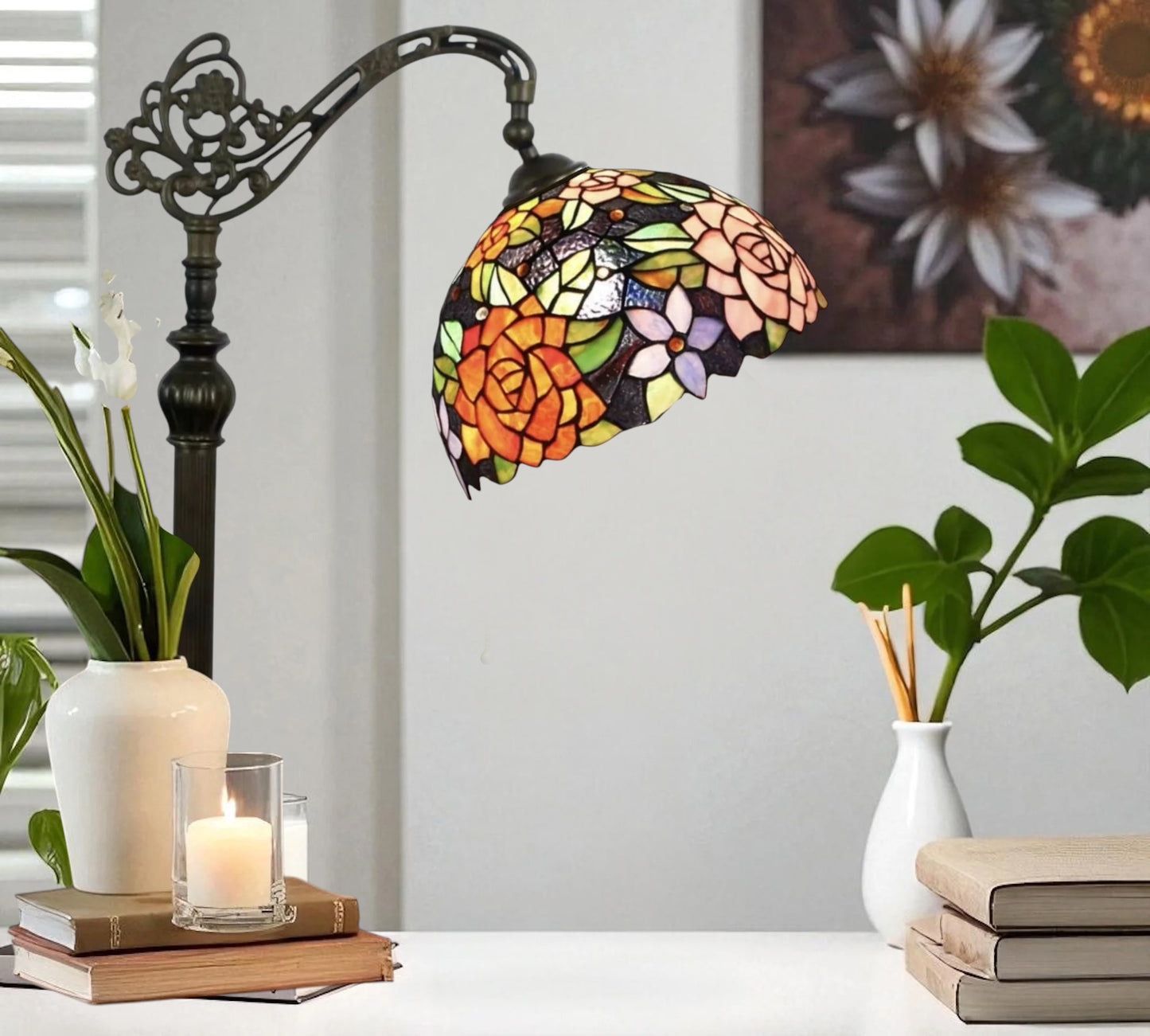 CDH Tiffany Bridge Arm Style Floor Lamp (12072F) 12" 30CM Shade