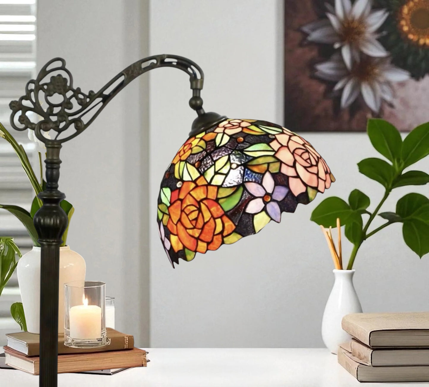CDH Tiffany Bridge Arm Style Floor Lamp (12072F) 12" 30CM Shade