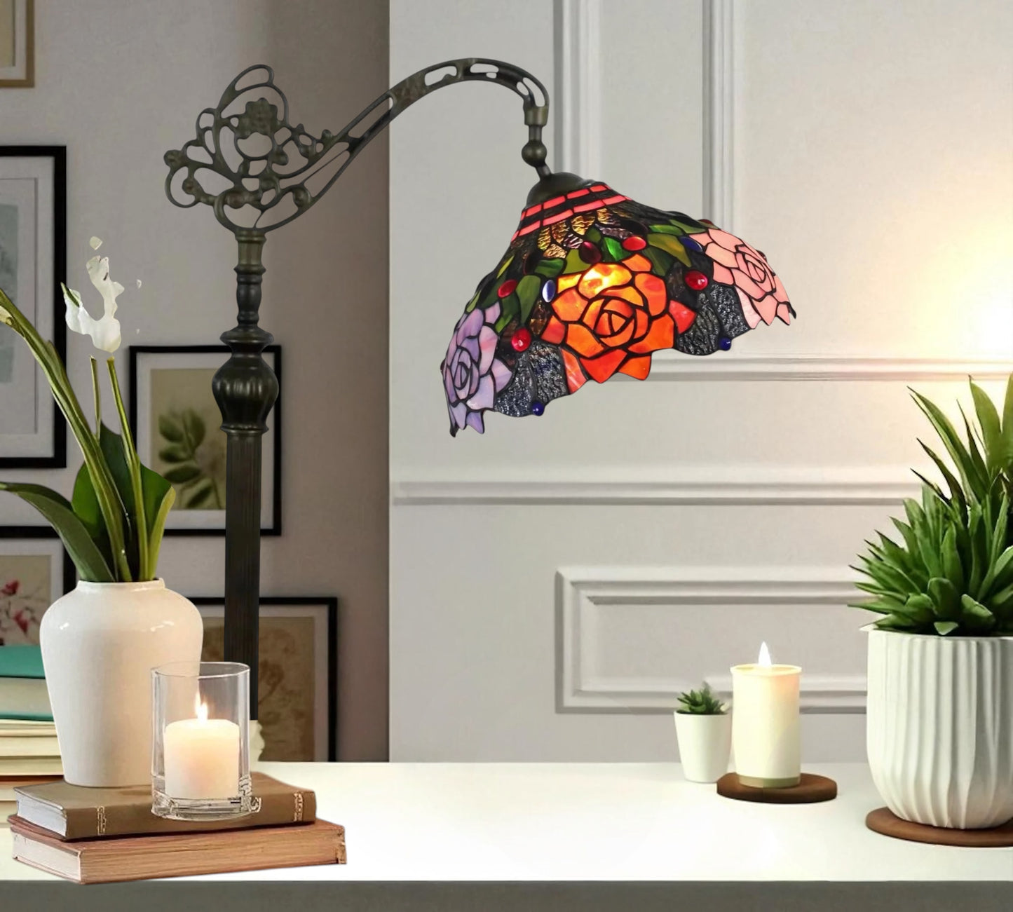 CDH Tiffany Bridge Arm Style Floor Lamp (12063F) 12" 30CM Shade