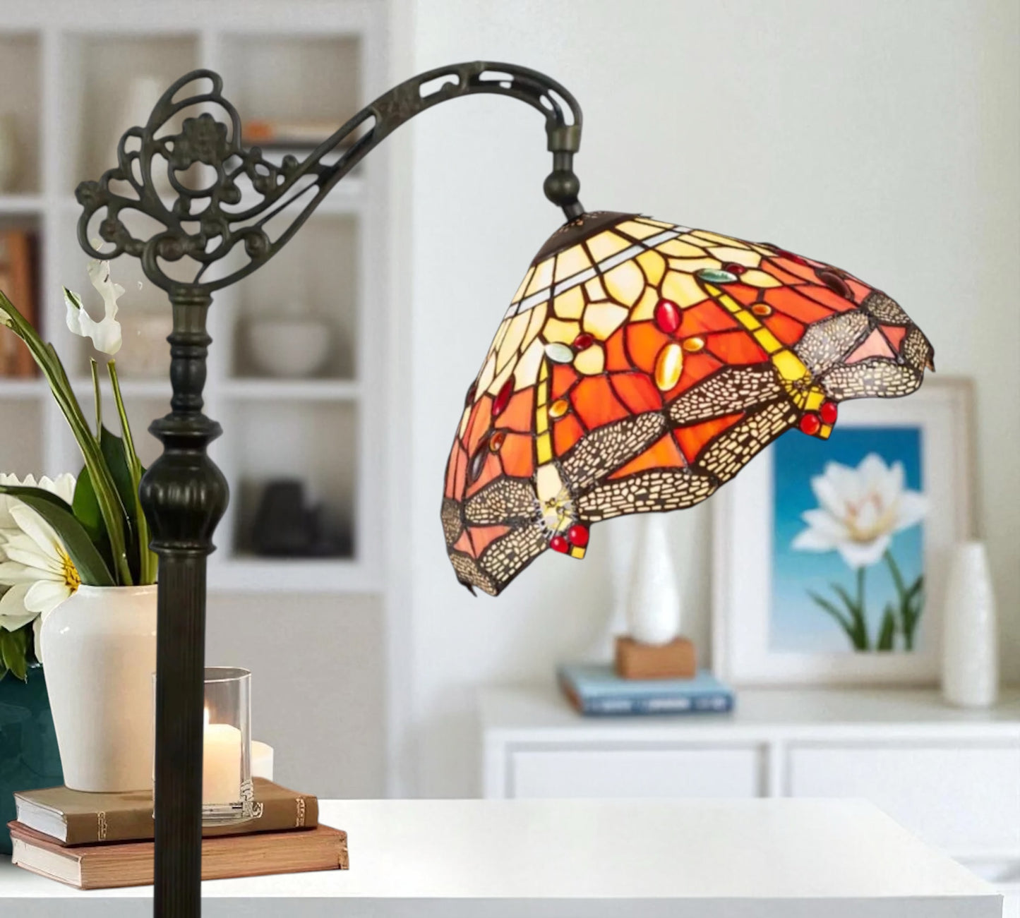 CDH Tiffany Bridge Arm Style Floor Lamp (12035F) 12" 30CM Shade