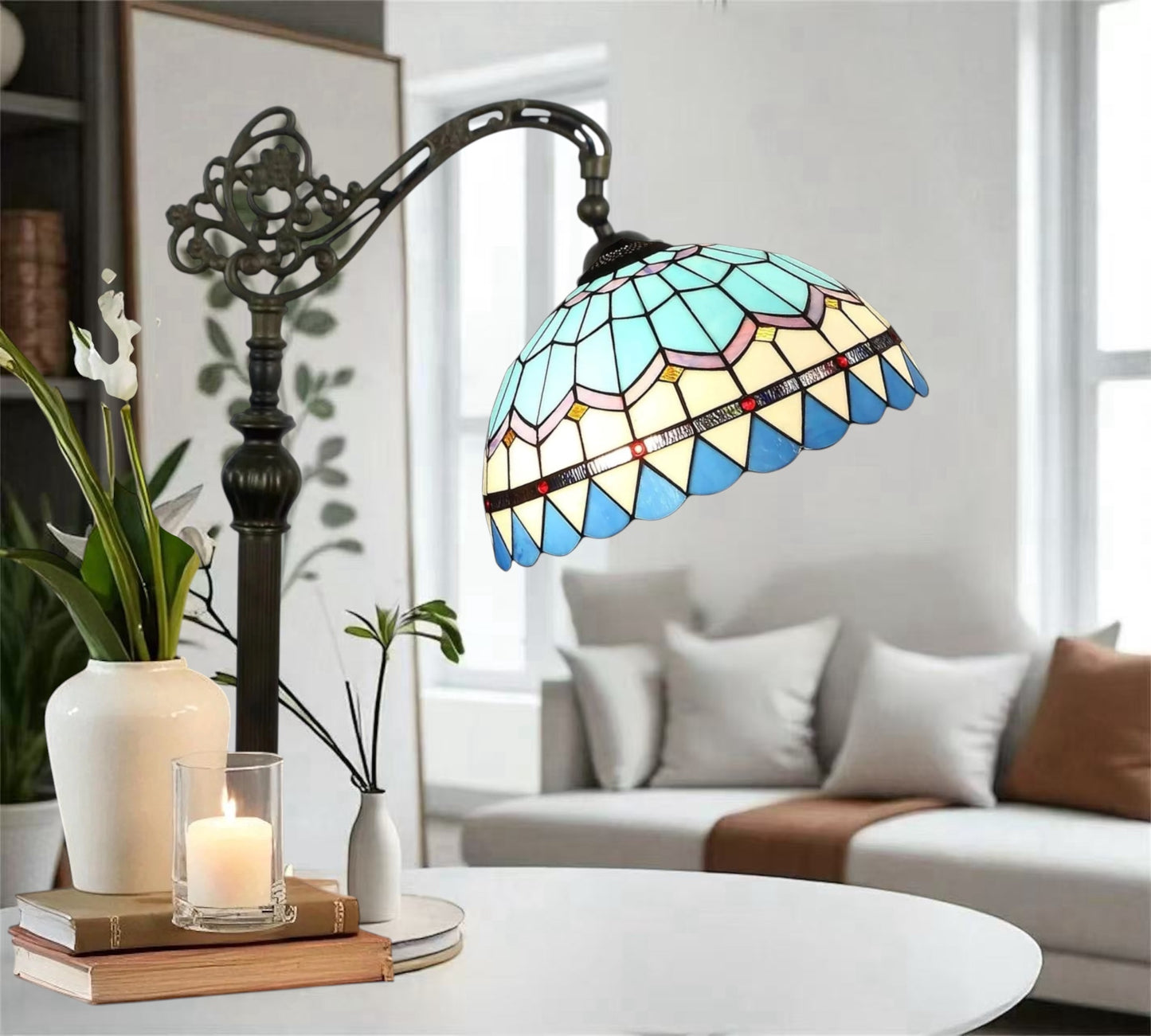 CDH Tiffany Bridge Arm Style Floor Lamp (12101F) 12" 30CM Shade