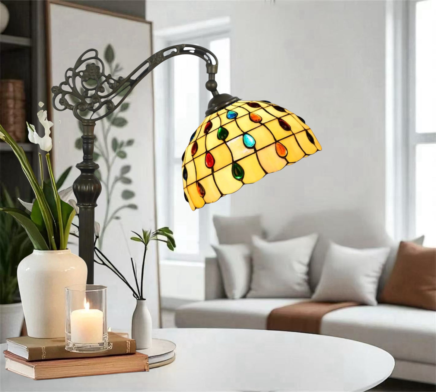 CDH Tiffany Bridge Arm Style Floor Lamp (12103F) 12" 30CM Shade