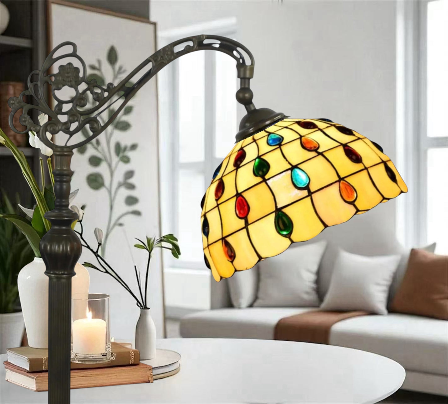 CDH Tiffany Bridge Arm Style Floor Lamp (12103F) 12" 30CM Shade