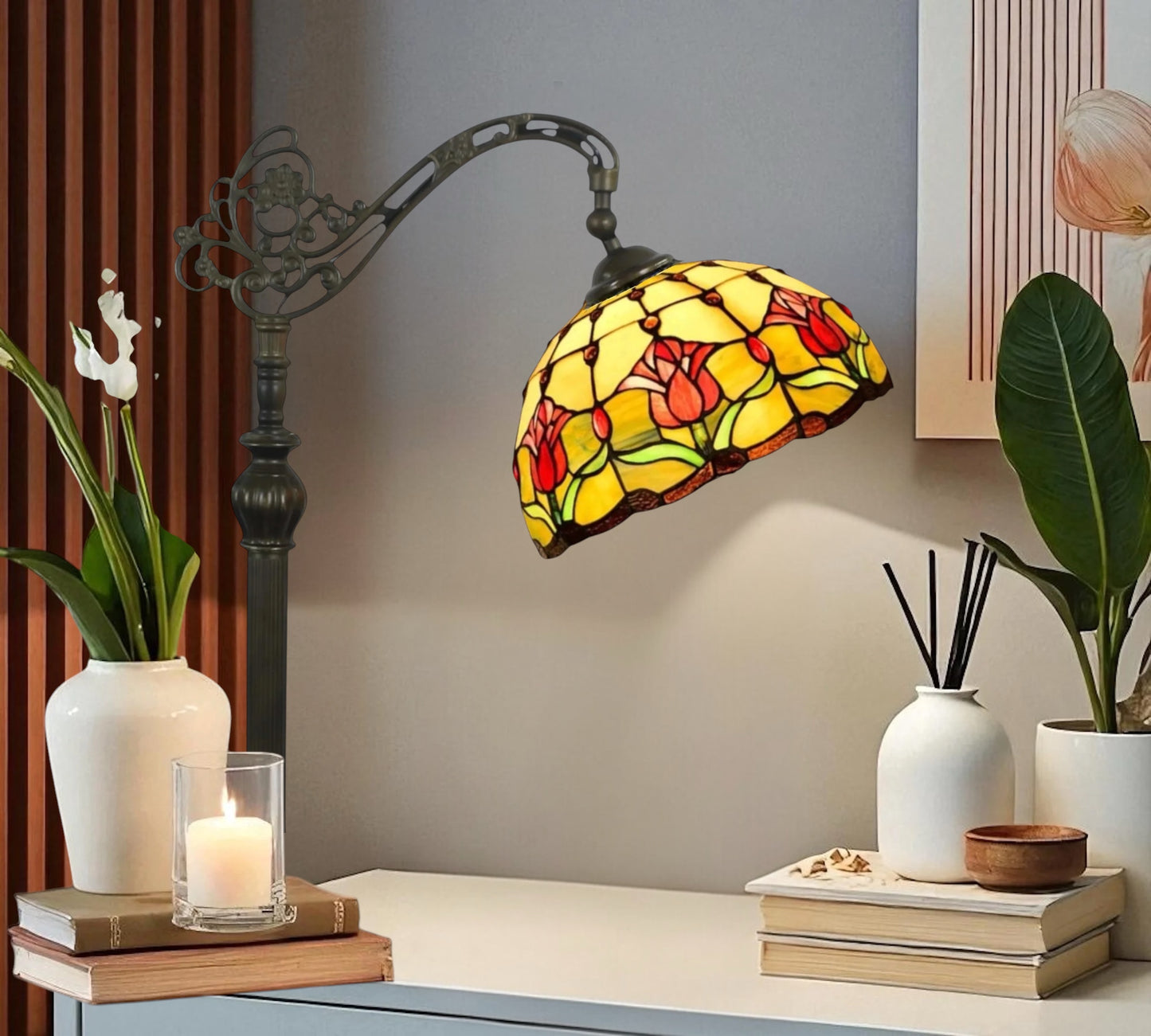 CDH Tiffany Bridge Arm Style Floor Lamp (12009F) 12" 30CM Shade