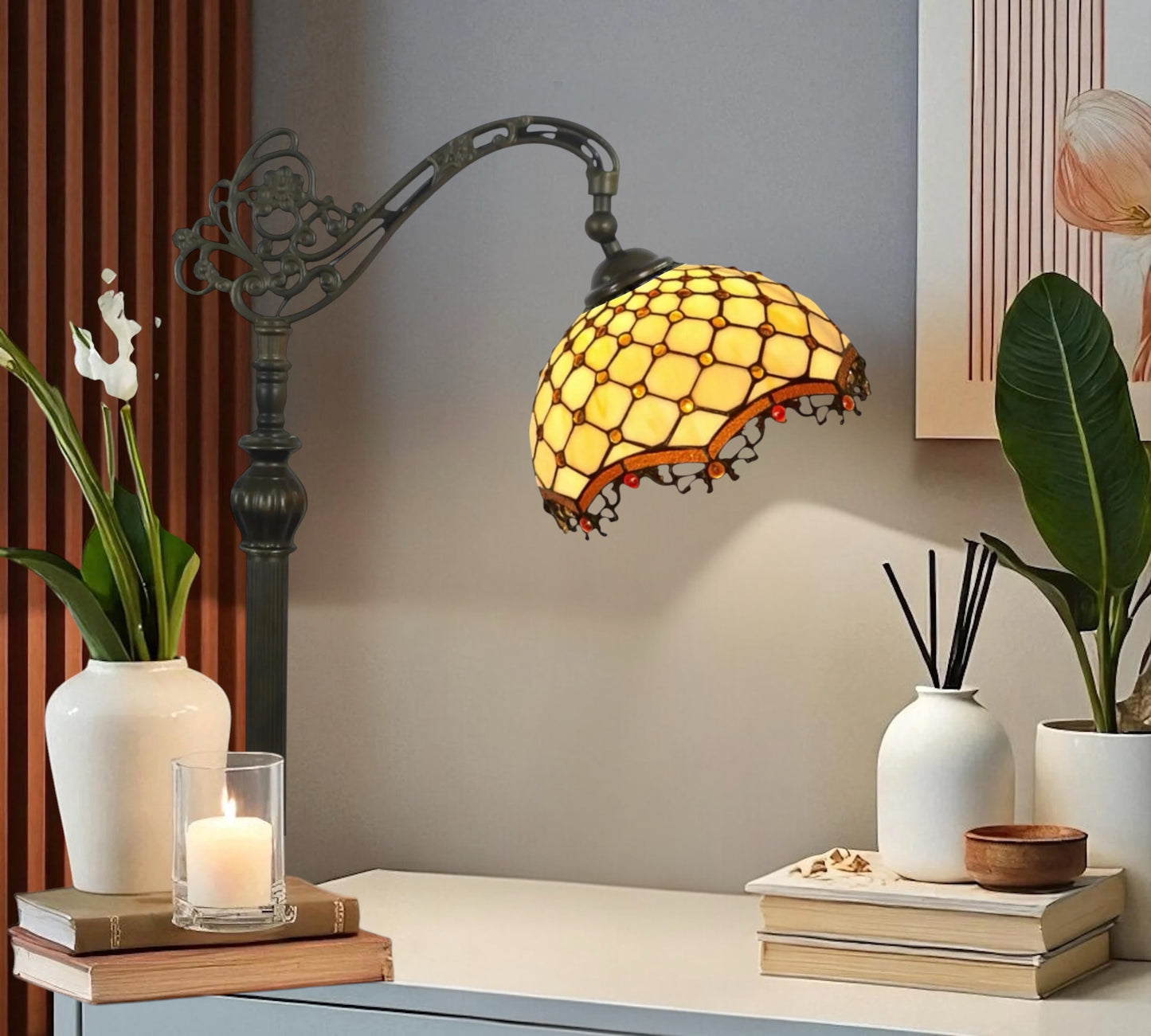CDH Tiffany Bridge Arm Style Floor Lamp (12010F) 12" 30CM Shade