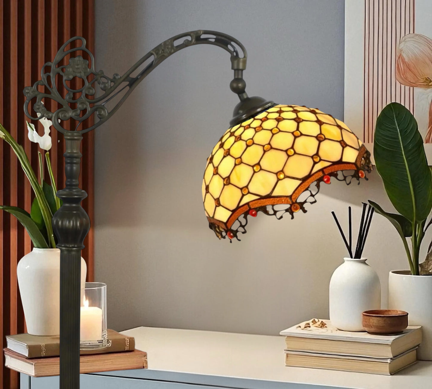 CDH Tiffany Bridge Arm Style Floor Lamp (12010F) 12" 30CM Shade