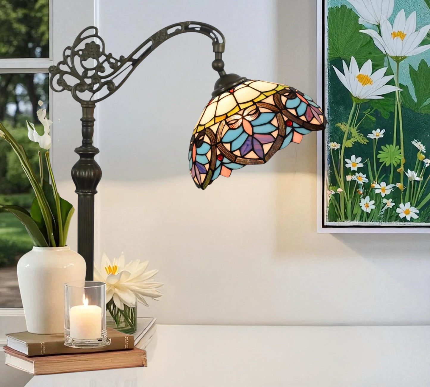 CDH Tiffany Bridge Arm Style Floor Lamp (12045F) 12" 30CM Shade