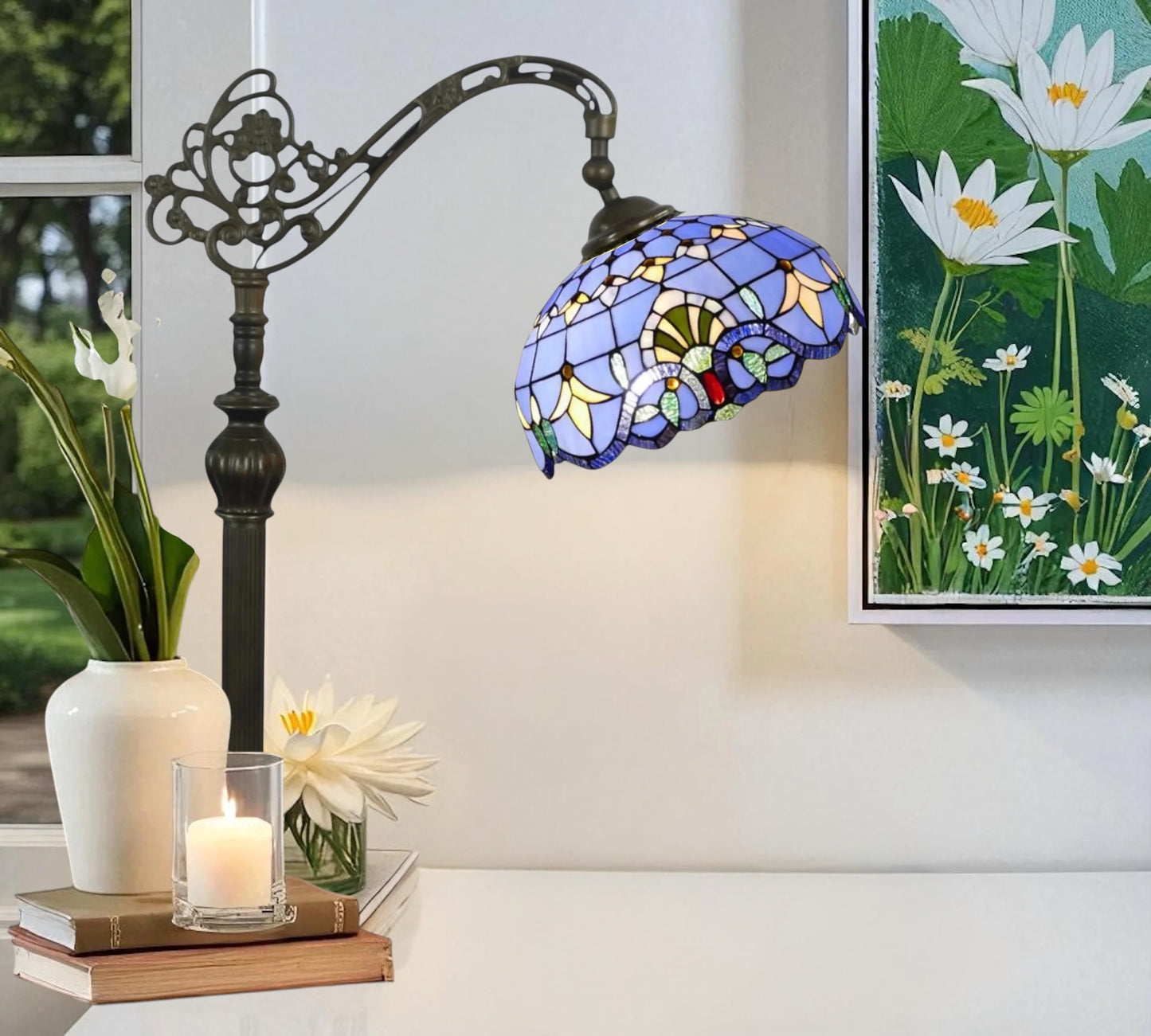 CDH Tiffany Bridge Arm Style Floor Lamp (15008SF) 12" 30CM Shade
