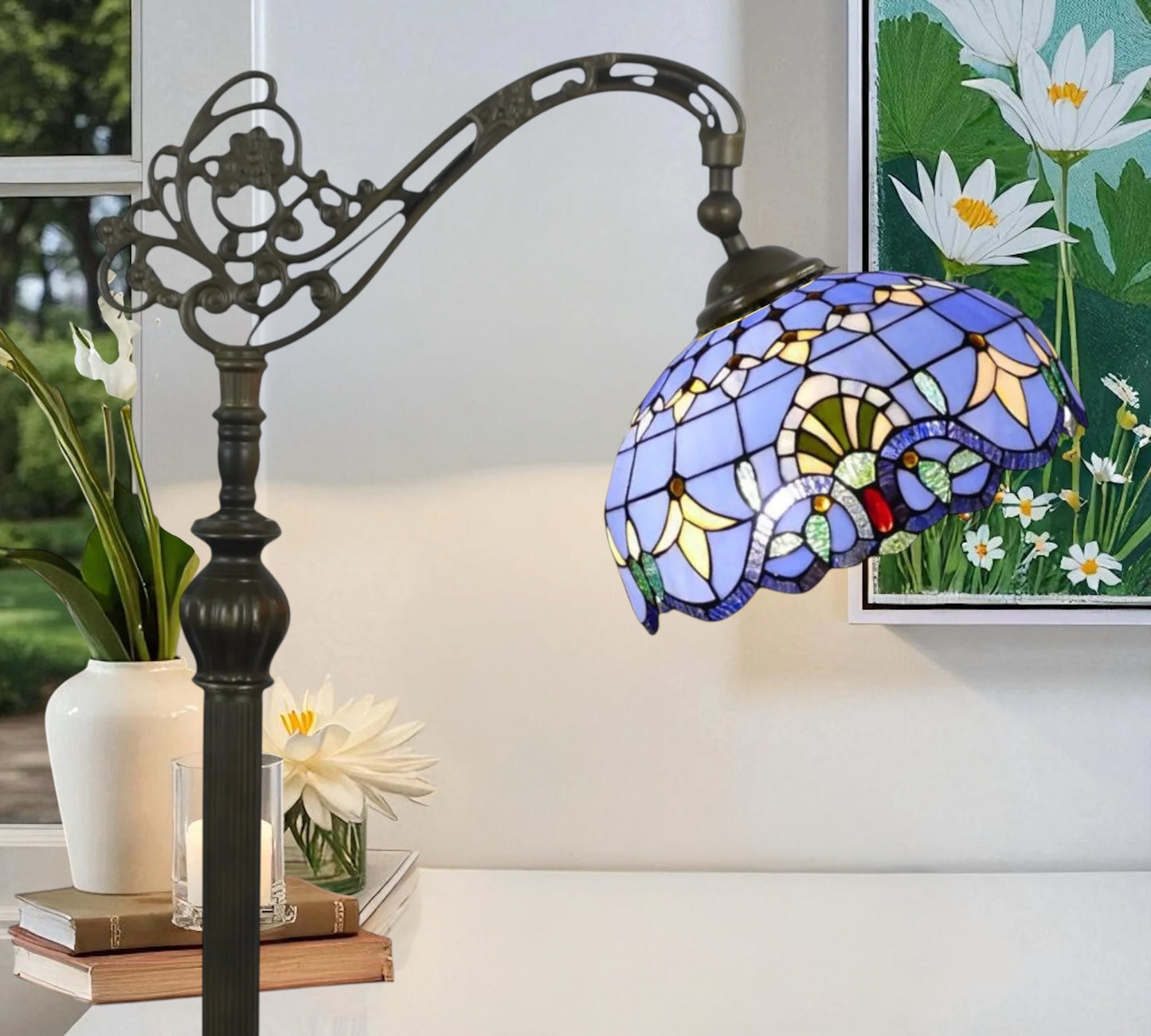 CDH Tiffany Bridge Arm Style Floor Lamp (15008SF) 12" 30CM Shade