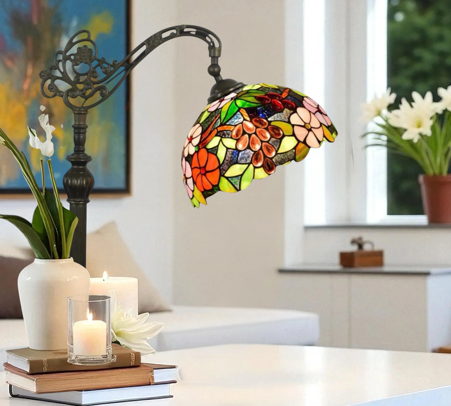 CDH Tiffany Bridge Arm Style Floor Lamp (12083F) 12" 30CM Shade
