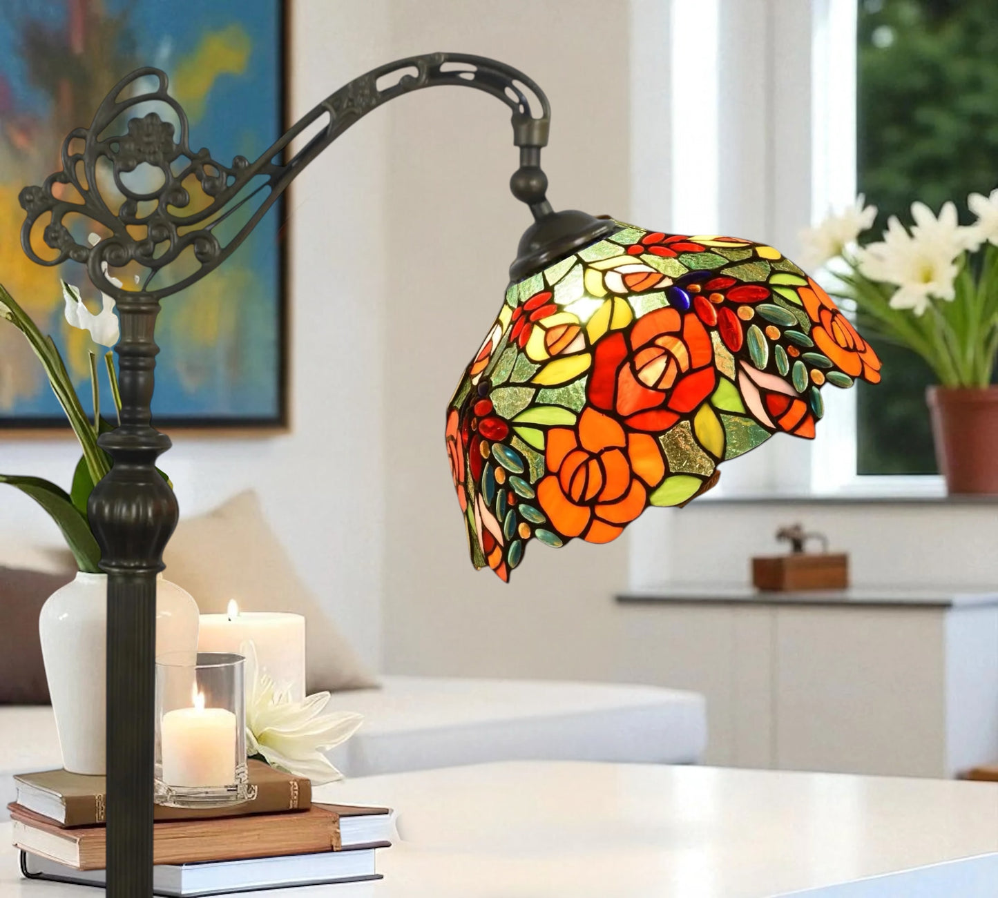 CDH Tiffany Bridge Arm Style Floor Lamp (15012SF) 12" 30CM Shade