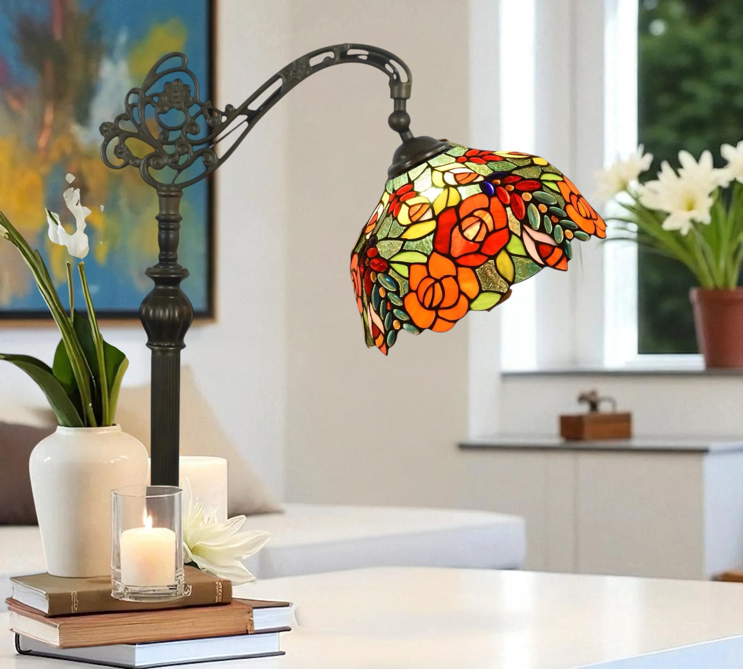 CDH Tiffany Bridge Arm Style Floor Lamp (15012SF) 12" 30CM Shade