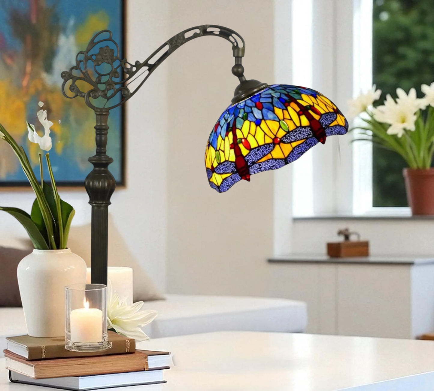 CDH Tiffany Bridge Arm Style Floor Lamp (15037SF) 12" 30CM Shade