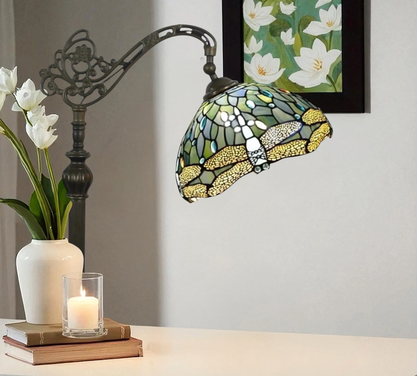 CDH Tiffany Bridge Arm Style Floor Lamp (12035BSF) 12" 30CM Shade