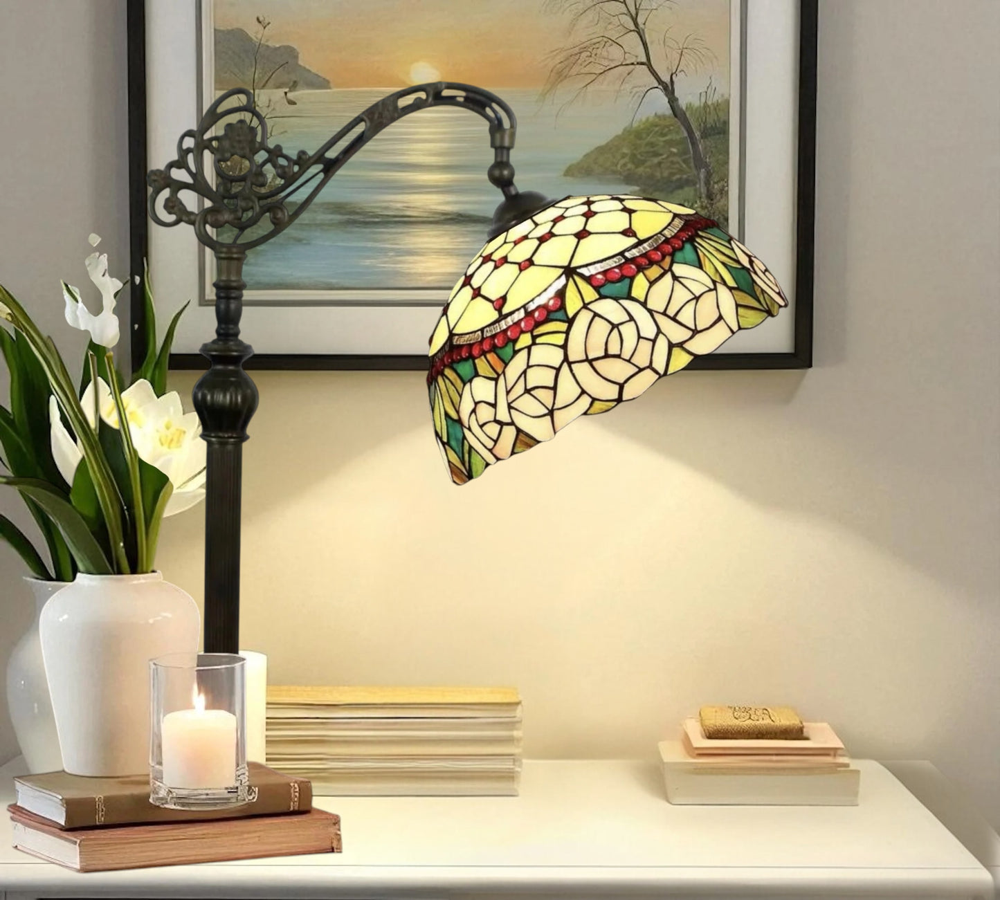 CDH Tiffany Bridge Arm Style Floor Lamp (12042F) 12" 30CM Shade