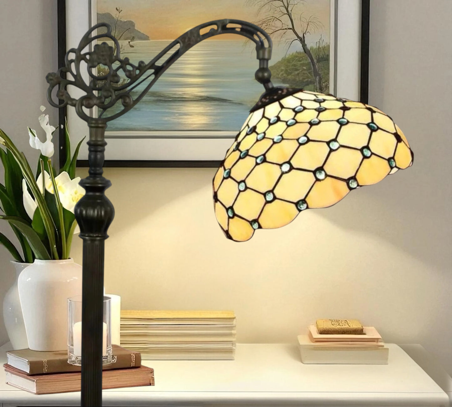 CDH Tiffany Bridge Arm Style Floor Lamp (12021F) 12" 30CM Shade
