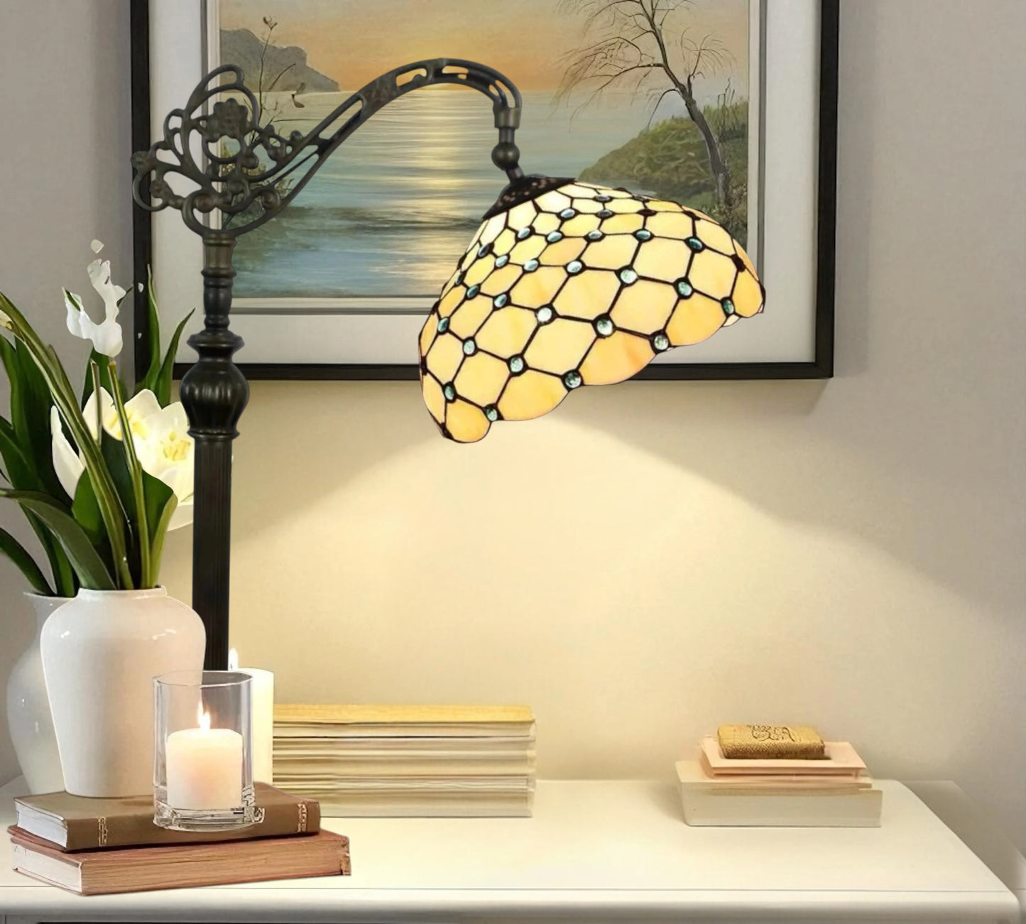 CDH Tiffany Bridge Arm Style Floor Lamp (12021F) 12" 30CM Shade