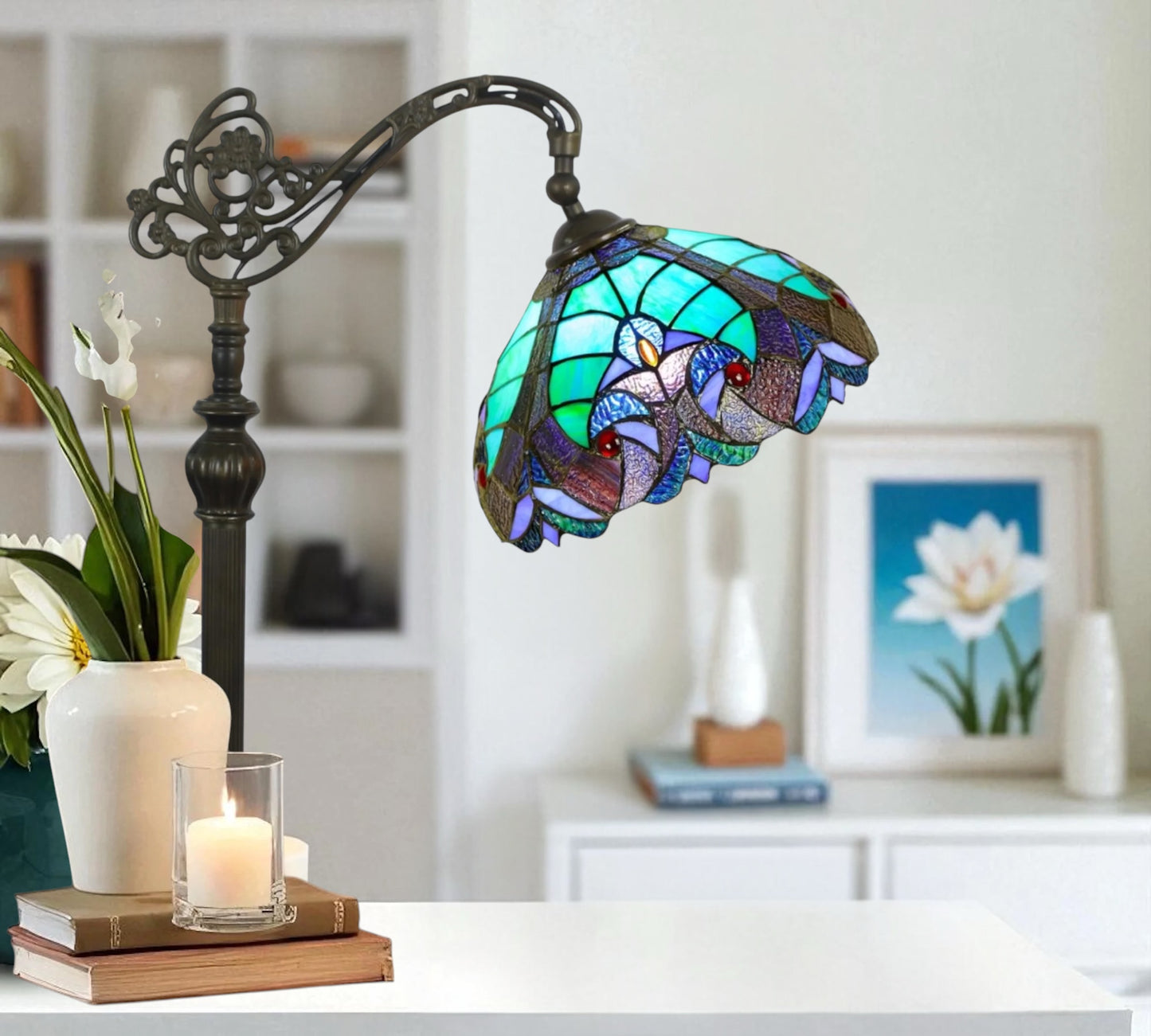 CDH Tiffany Bridge Arm Style Floor Lamp (12013F) 12" 30CM Shade