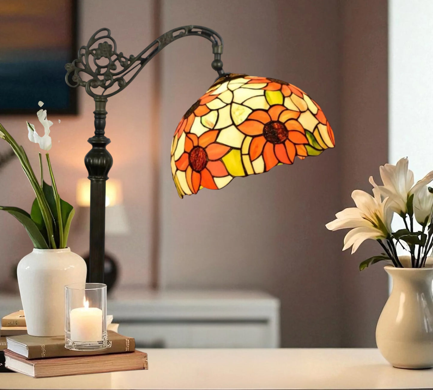 CDH Tiffany Bridge Arm Style Floor Lamp (12068F) 12" 30CM Shade