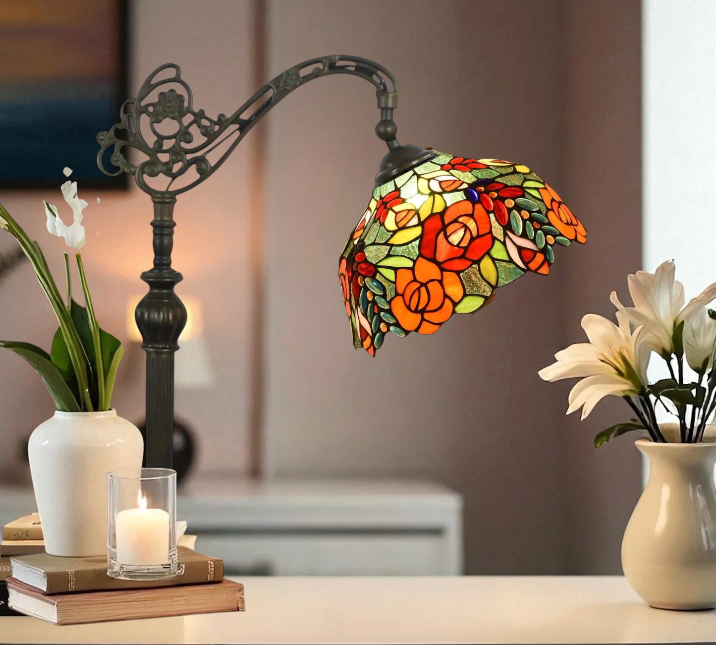 CDH Tiffany Bridge Arm Style Floor Lamp (15012SF) 12" 30CM Shade