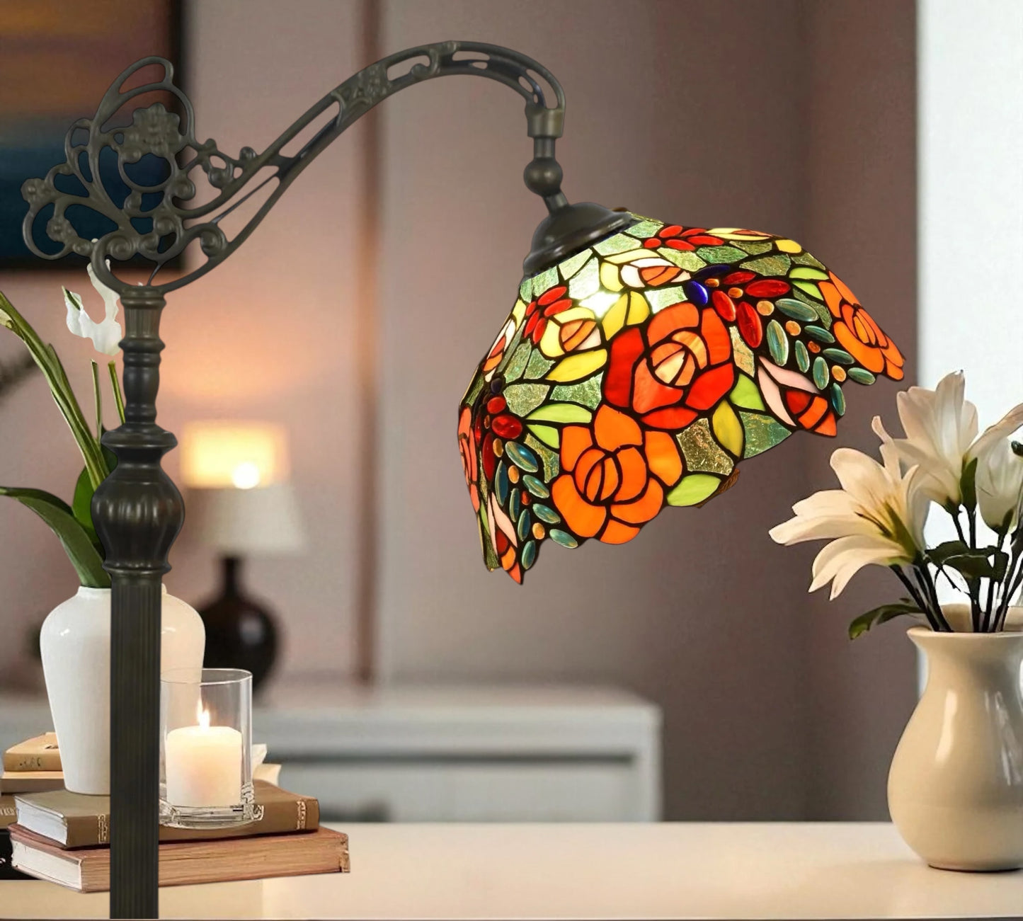 CDH Tiffany Bridge Arm Style Floor Lamp (15012SF) 12" 30CM Shade