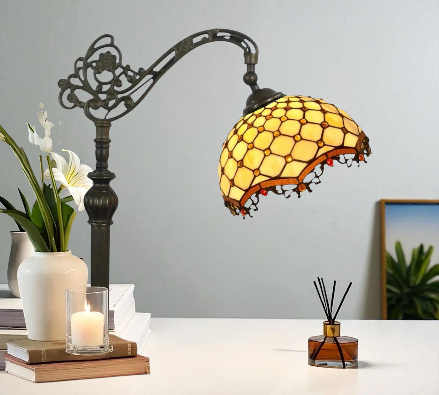 CDH Tiffany Bridge Arm Style Floor Lamp (12010F) 12" 30CM Shade