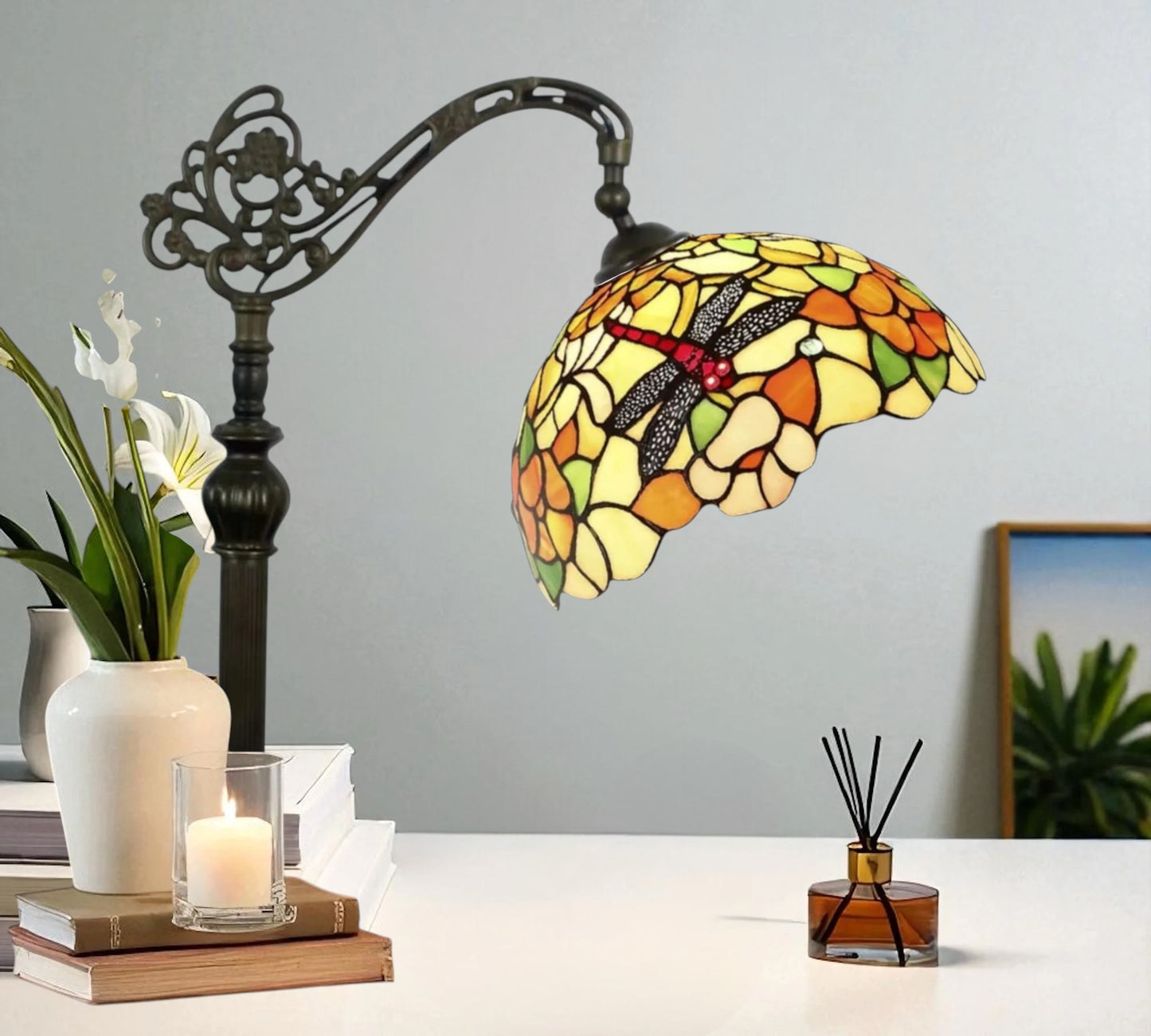 CDH Tiffany Bridge Arm Style Floor Lamp (12043F) 12" 30CM Shade