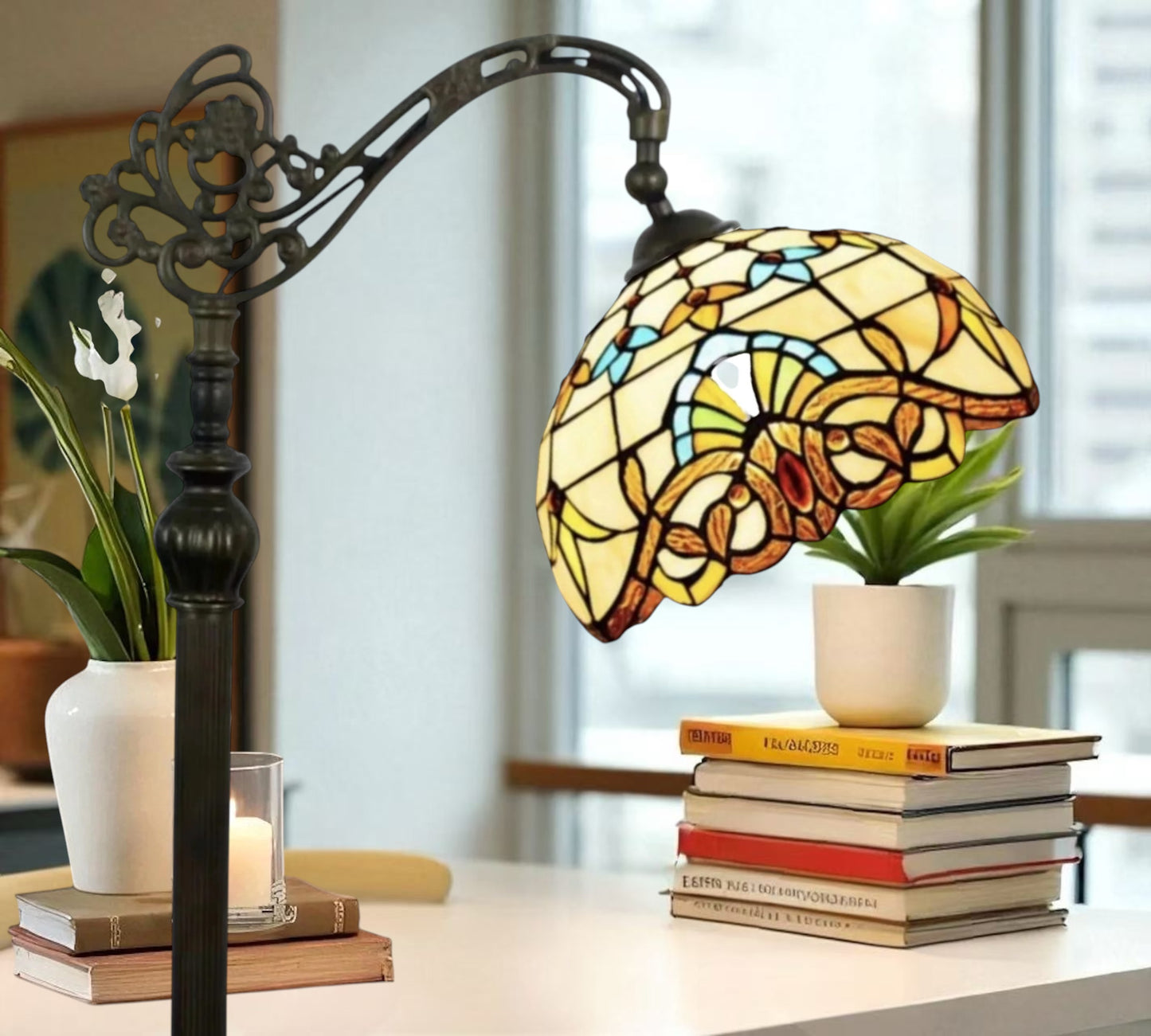 CDH Tiffany Bridge Arm Style Floor Lamp (12025F) 12" 30CM Shade