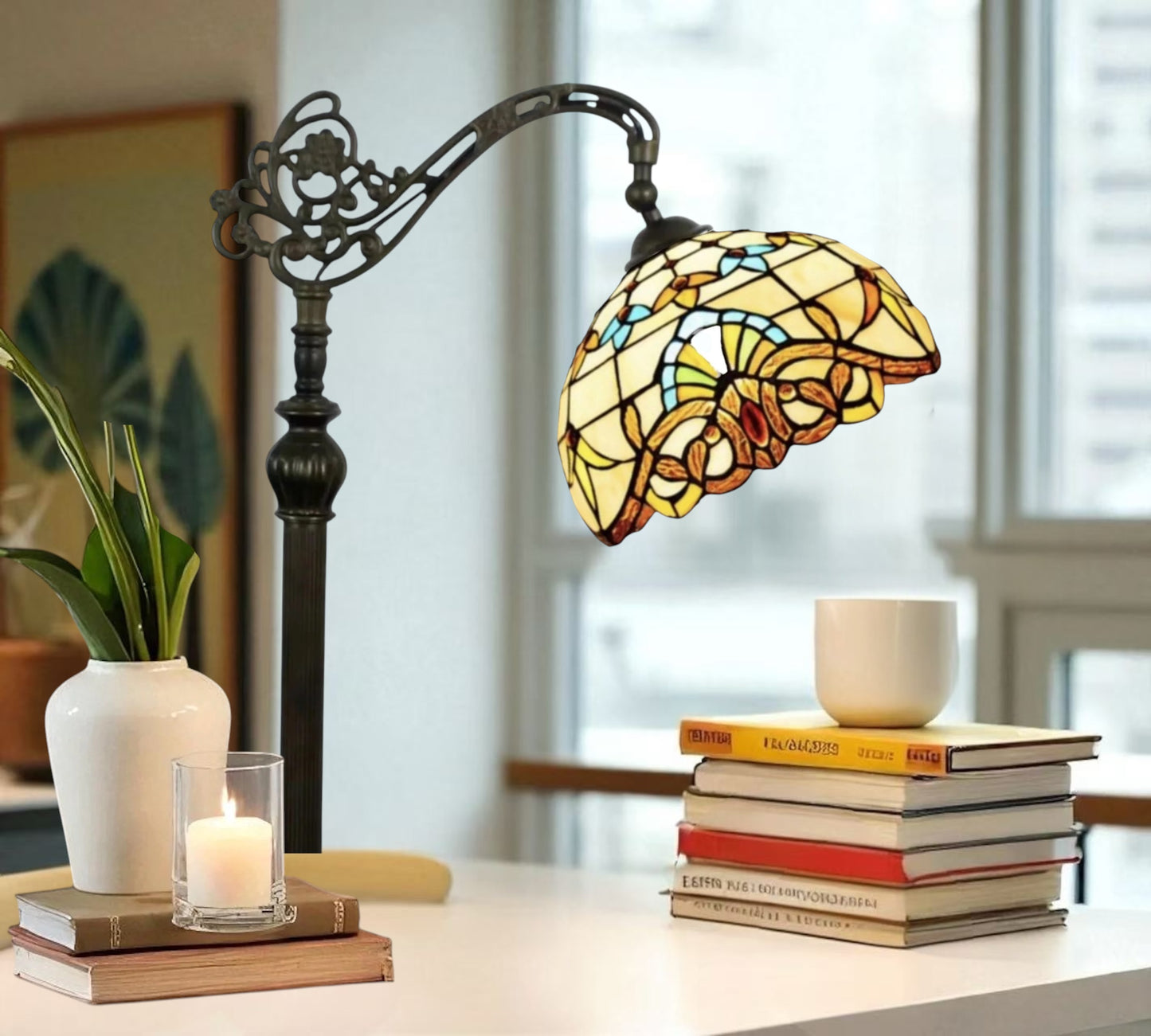 CDH Tiffany Bridge Arm Style Floor Lamp (12025F) 12" 30CM Shade
