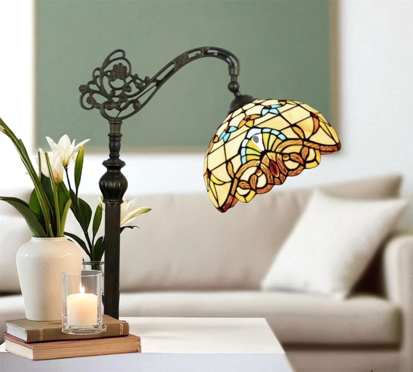 CDH Tiffany Bridge Arm Style Floor Lamp (12025F) 12" 30CM Shade
